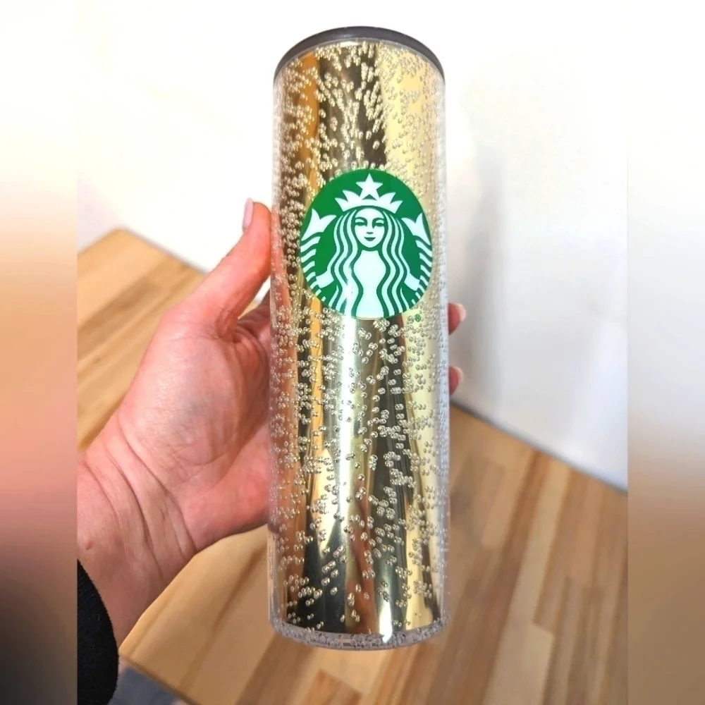 Starbucks limited edition Bubbly Tumbler Tall Thin Champagne Gold Metallic 2020